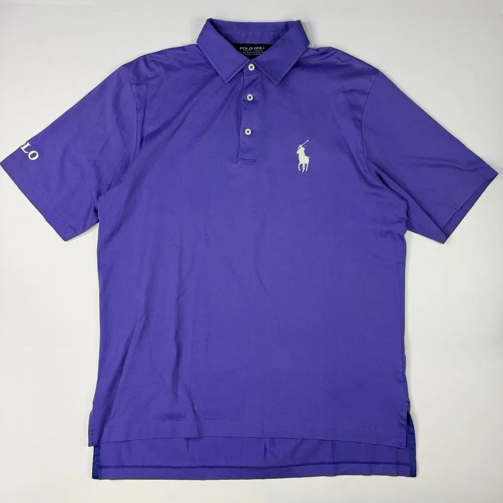 Vintage Polo Golf Ralph Lauren Mens Purple Polo Shirt White Pony Size M‎